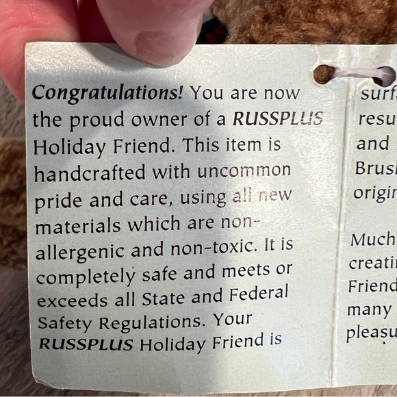 Vintage Russplus “Holiday Friends” Jointed Teddy Bear Plush Stuffed Animal - Picture 15 of 16